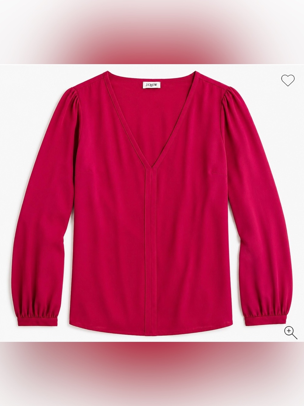 J. Crew Women's Bright Fuchsia V-Neck Long-Sleeve Blouse XXS